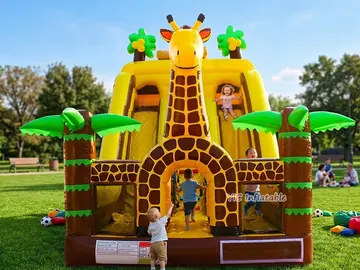 safari themed standalone inflatable slide detail view