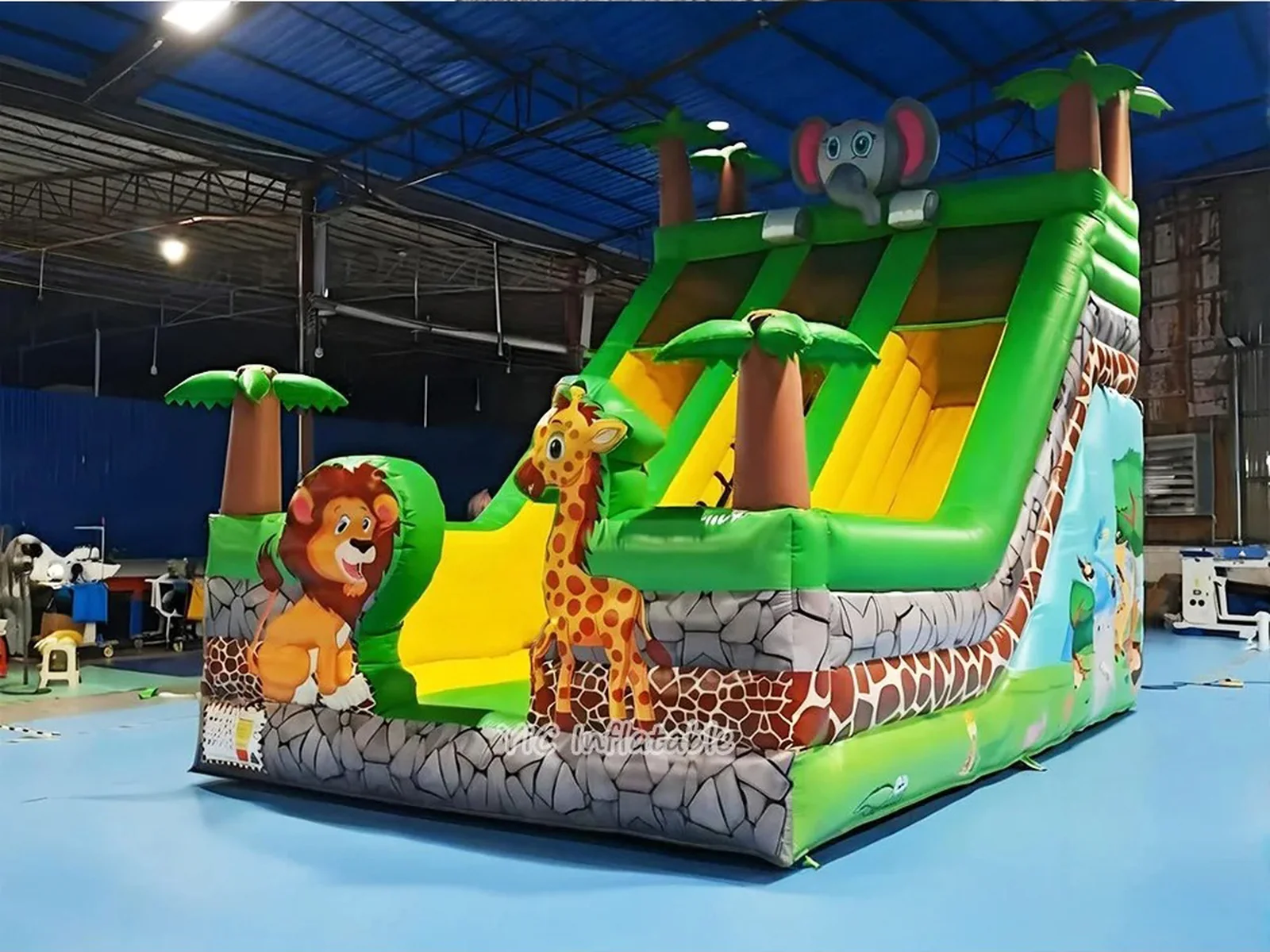 Jungle Animal Inflatable Slide side view