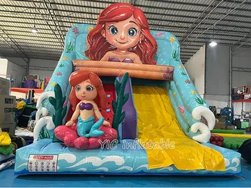 mermaid themed standalone inflatable slide detail view