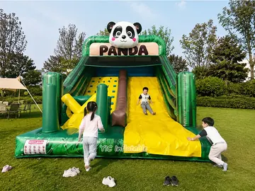 jungle themed standalone inflatable slide detail view