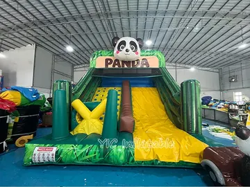 jungle themed standalone inflatable slide detail view