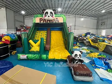 jungle themed standalone inflatable slide detail view