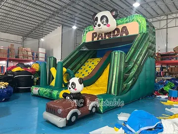 jungle themed standalone inflatable slide detail view