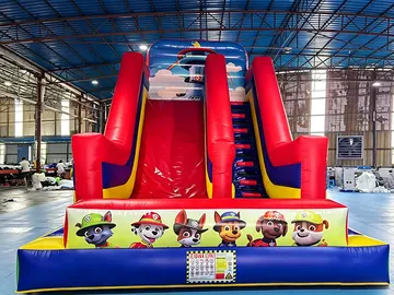 paw patrol themed standalone inflatable slide detail view