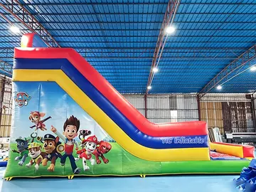 paw patrol themed standalone inflatable slide detail view
