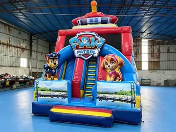 Paw Patrol Inflatable Double Lane Slide side view