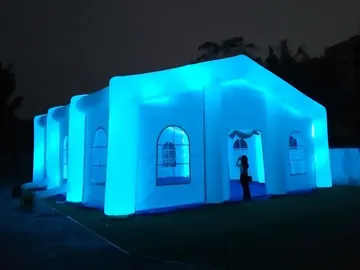 led themed air-supported event tent detail view