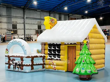 gingerbread themed air-supported event tent detail view