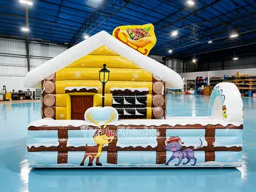 gingerbread themed air-supported event tent detail view