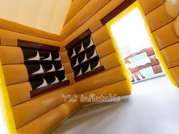 gingerbread themed air-supported event tent detail view