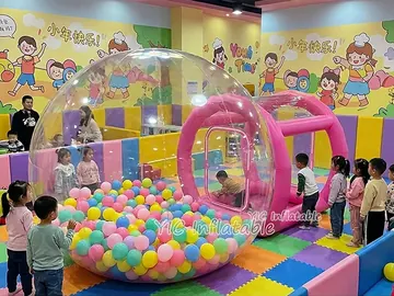 bubble themed air-supported event tent rear view