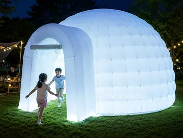 custom air-supported event tent rear view