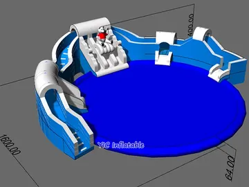custom inflatable water-play park detail view