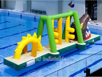 crocodile themed inflatable water-play park detail view
