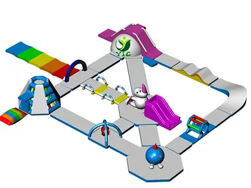 ocean themed inflatable water-play park detail view