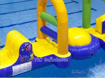jungle themed inflatable water-play park detail view