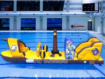 pirate themed inflatable water-play park detail view