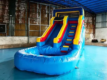 Blue Double-Lane Water Slide side slide view