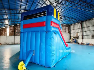 Blue Double-Lane Water Slide commercial PVC detail