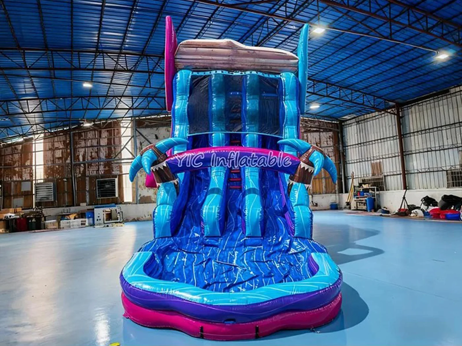 Inflatable Water Slide with Palm Trees side view