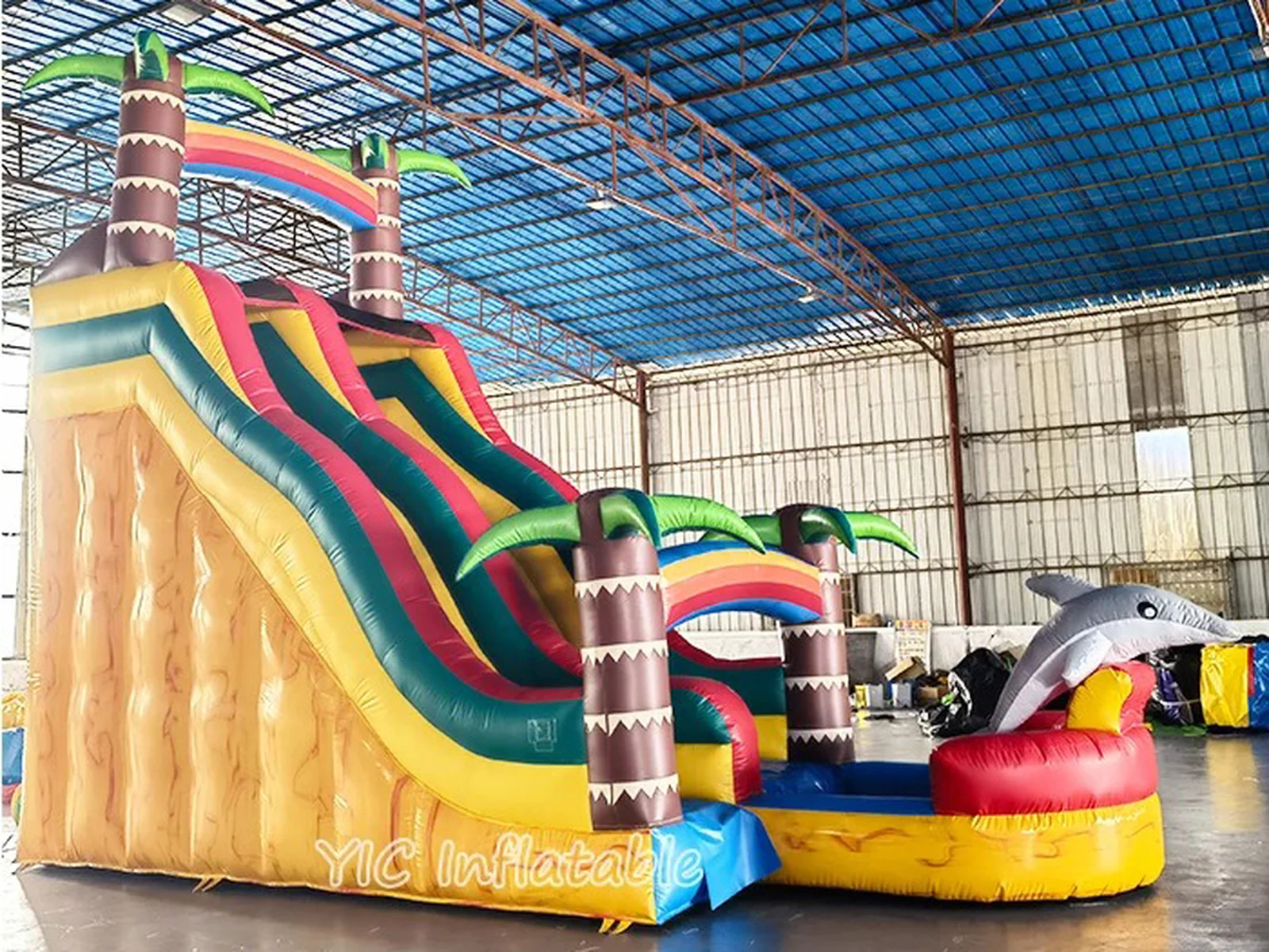 Dolphin Inflatable Water Slide with Pool detail view 4