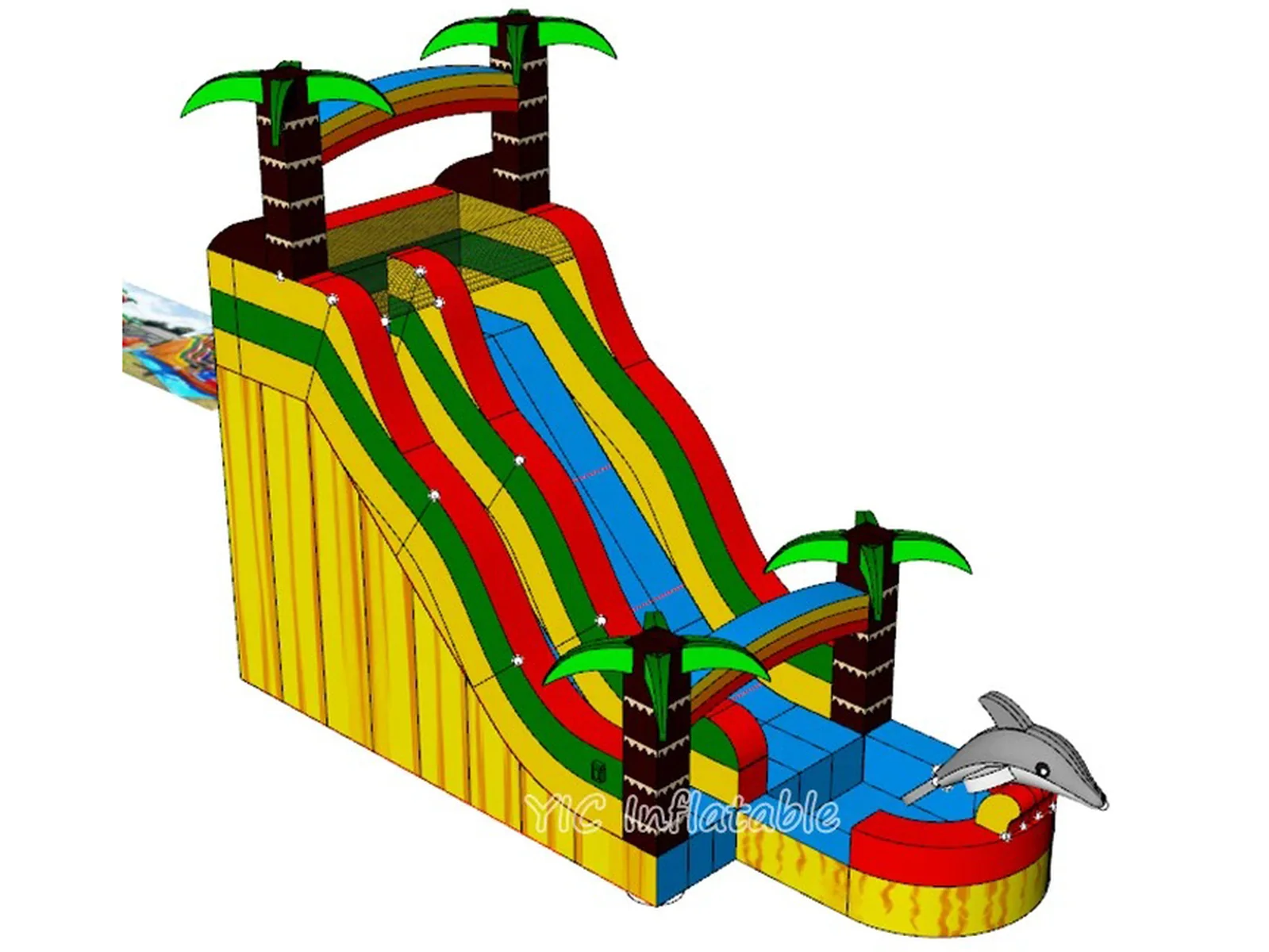 Dolphin Inflatable Water Slide with Pool detail view 5