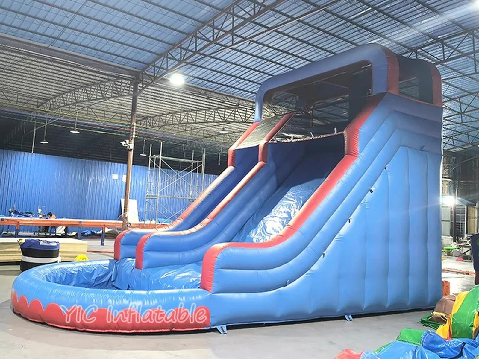 Blue Inflatable Water Slide side view