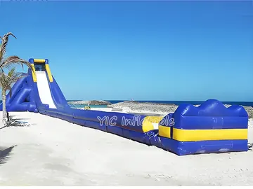 Blue Yellow Slip N Slide with Pool side slide view