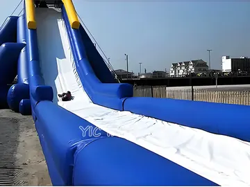 Blue Yellow Slip N Slide with Pool commercial PVC detail