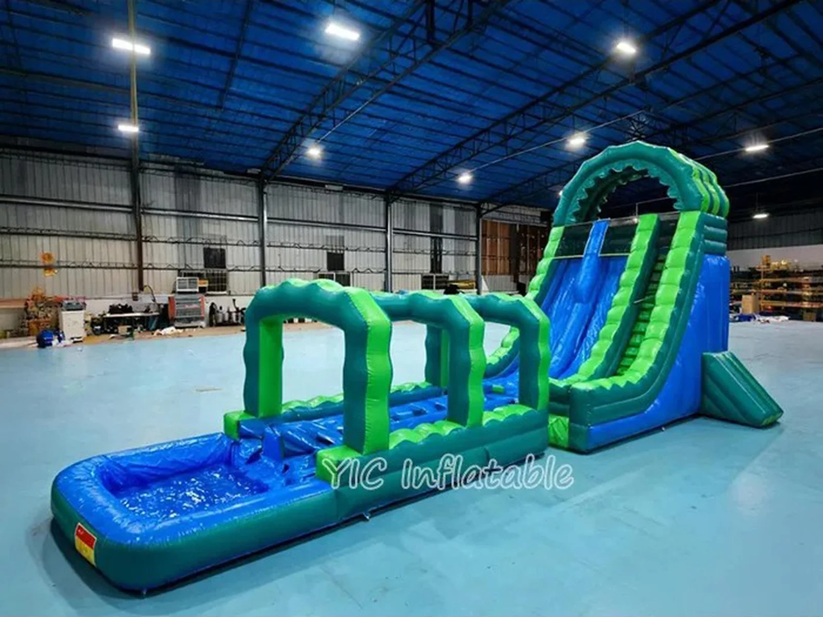 Inflatable Water Park with Slip and Slide side view