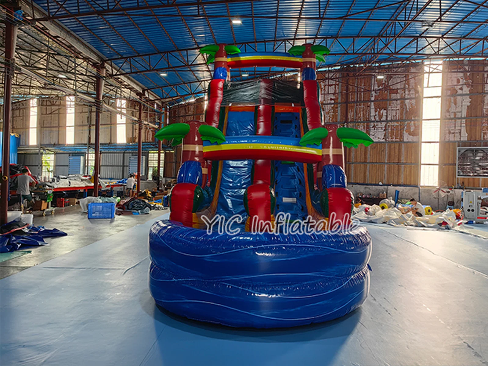Blue Water Slide Inflatable side view