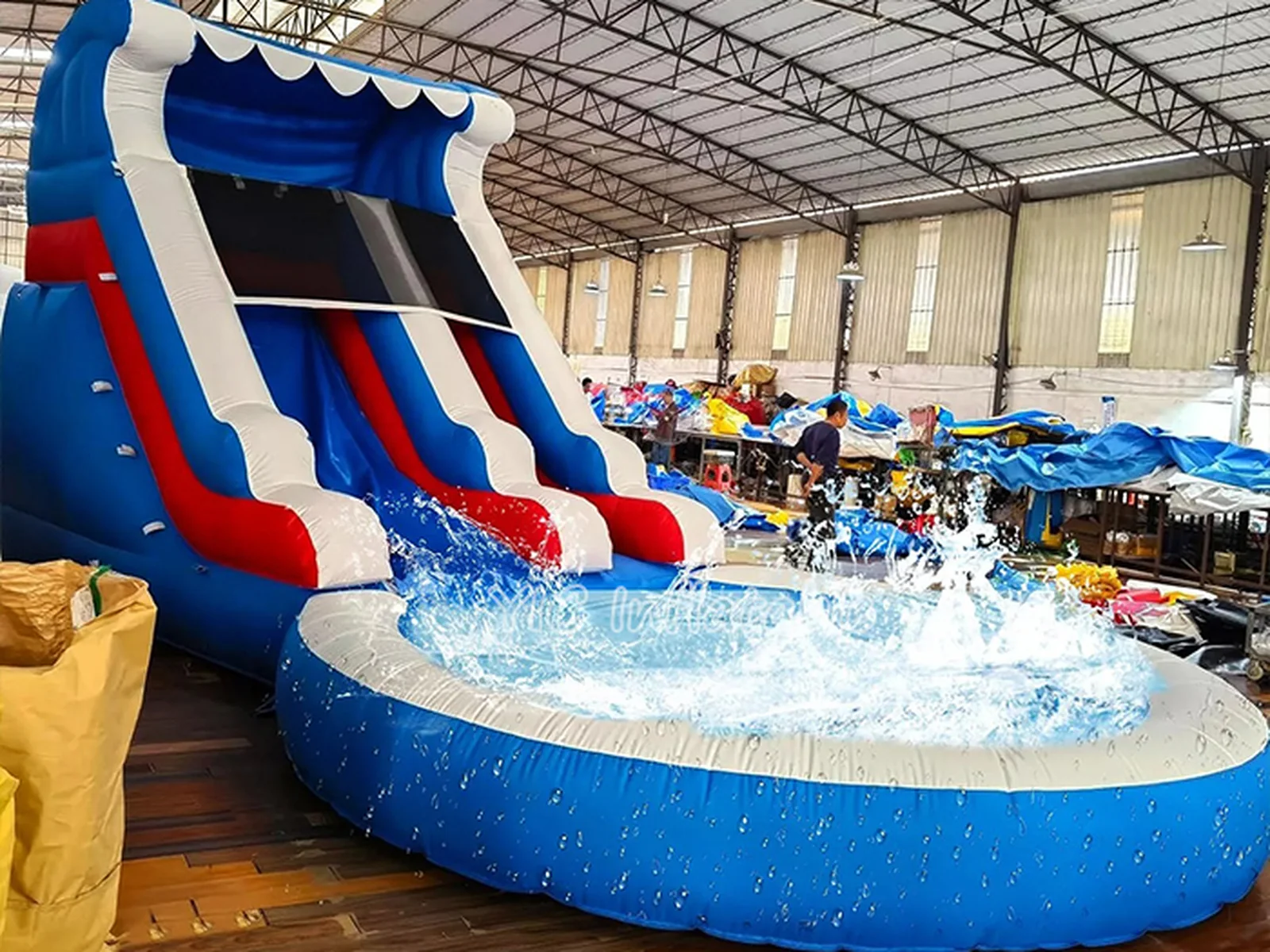 Red White And Blue Inflatable Water Slide detail view