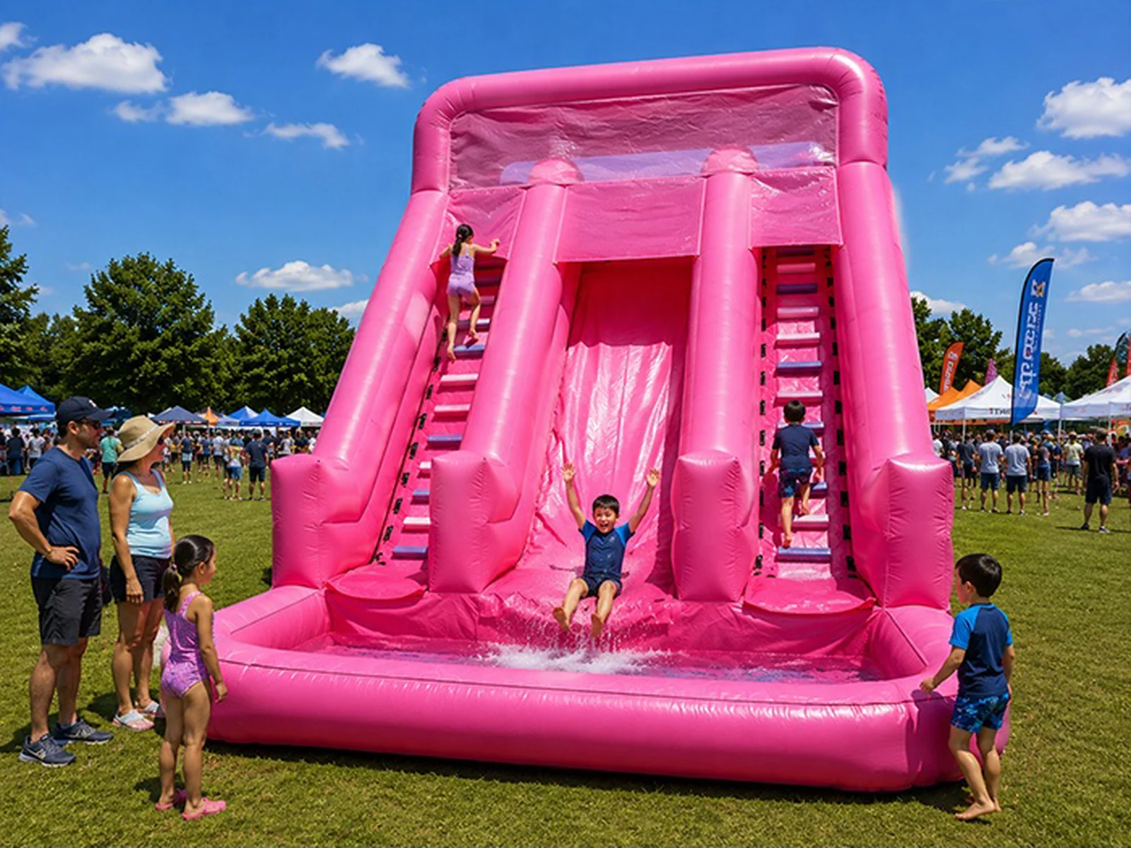 Pink Multi-Lane Pool Slide front product view