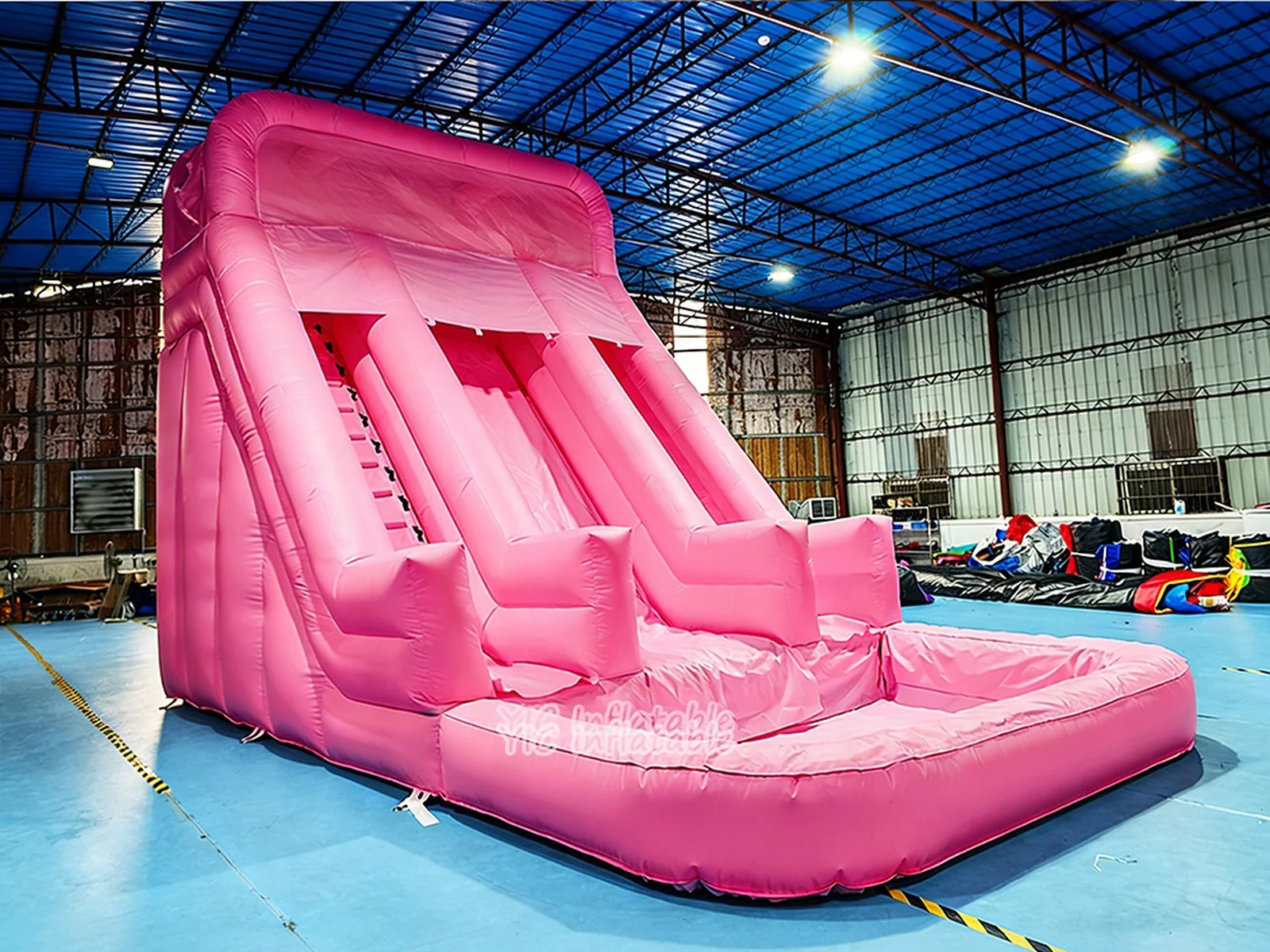 Pink Multi-Lane Pool Slide side slide view