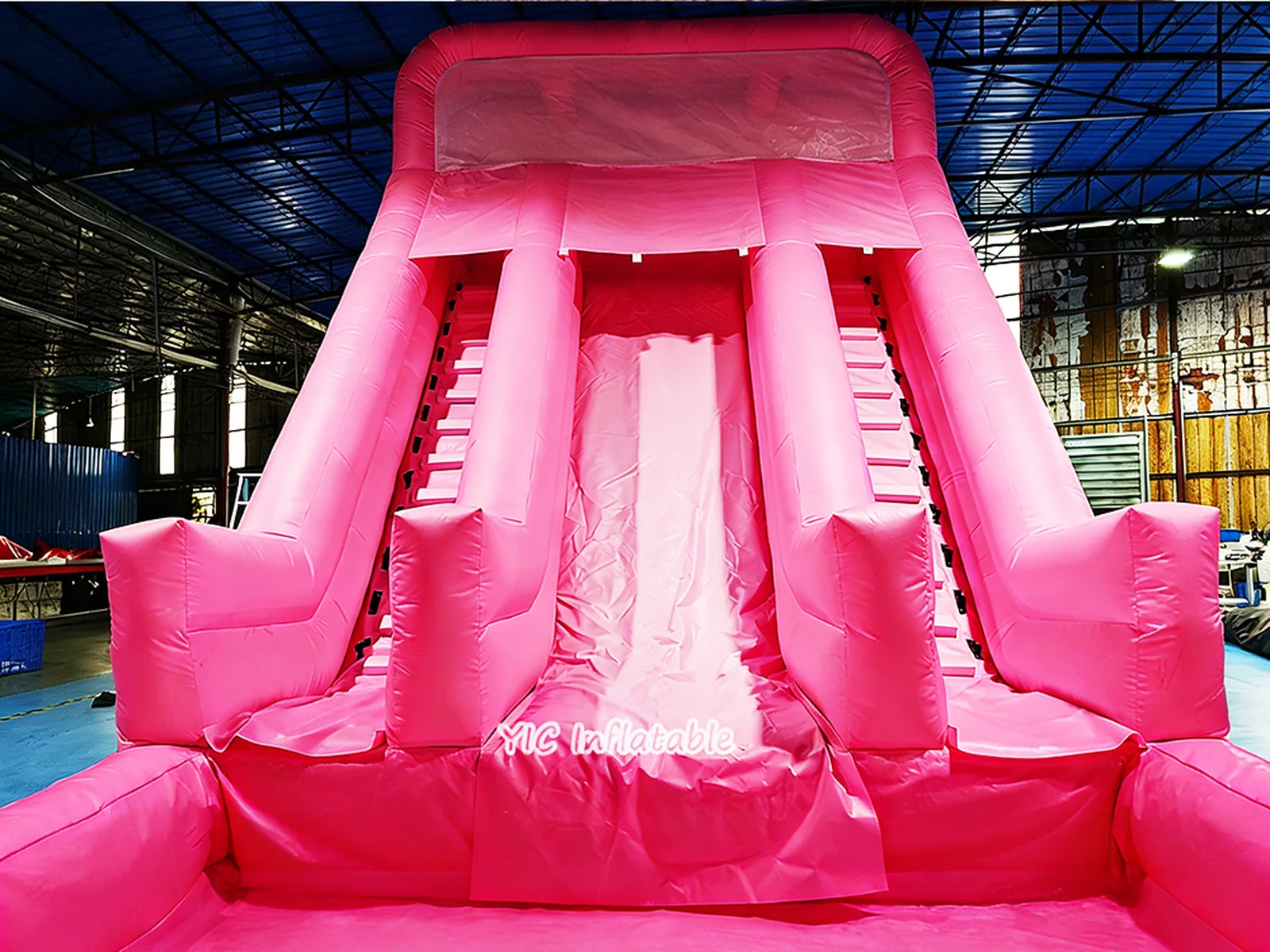 Pink Multi-Lane Pool Slide commercial PVC detail