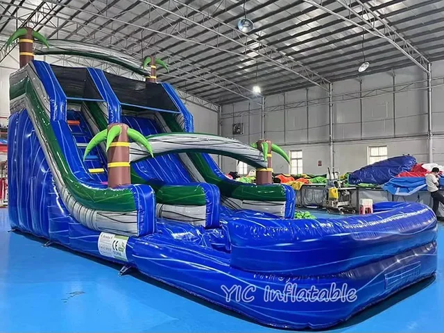 Blue Palm Tree Inflatable Water Slide product image