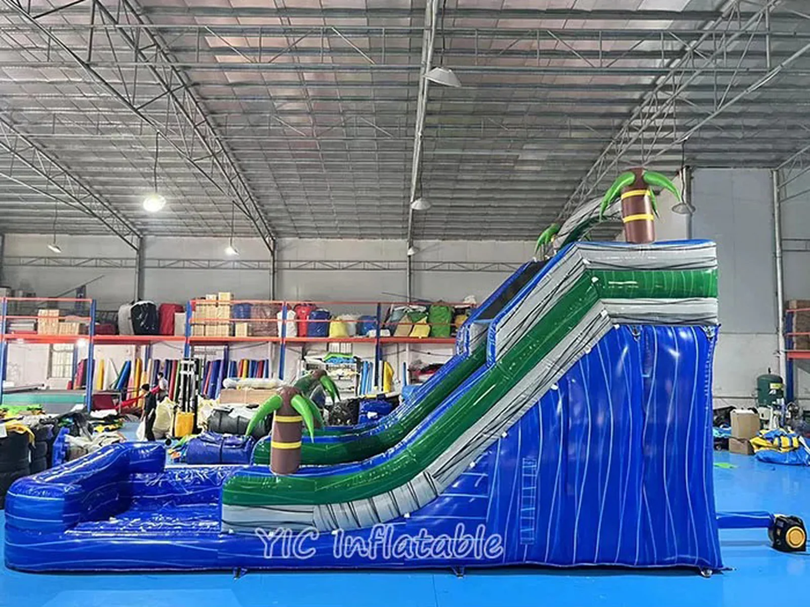 Blue Palm Tree Inflatable Water Slide detail view 3