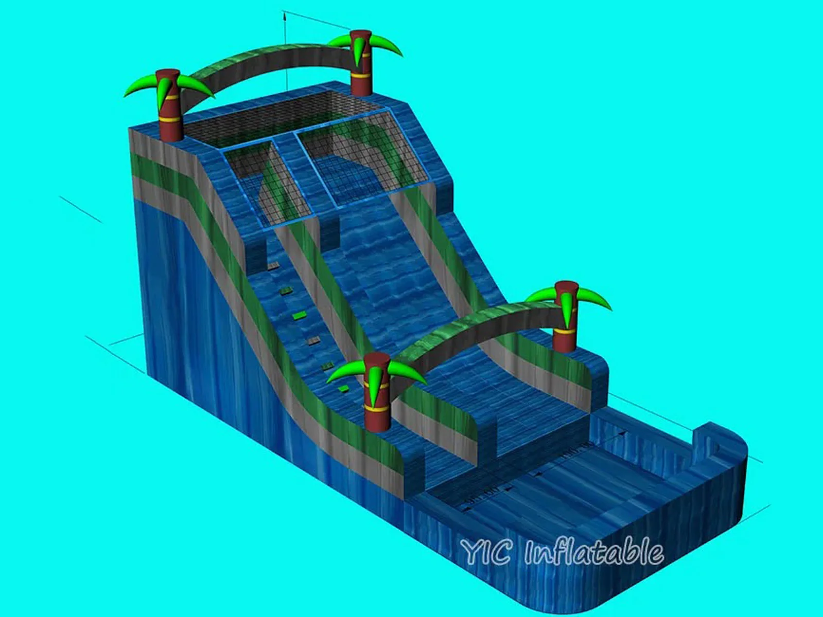 Blue Palm Tree Inflatable Water Slide detail view 5