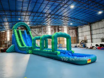 Green Water Slide Obstacle Course side slide view