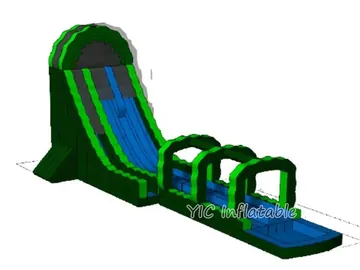 green obstacle slip-and-slide inflatable water slide rear view