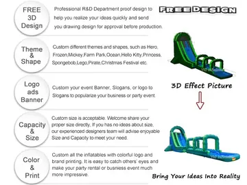 Green Water Slide Obstacle Course commercial PVC detail