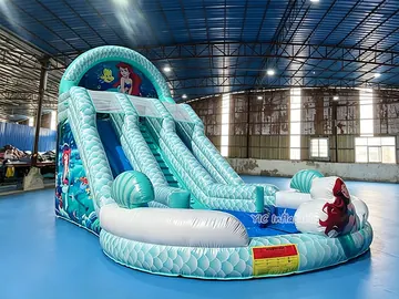 mermaid themed inflatable water slide attraction detail view