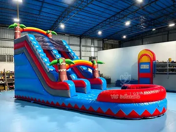 Palm Tree Dual-Lane Water Slide front product view