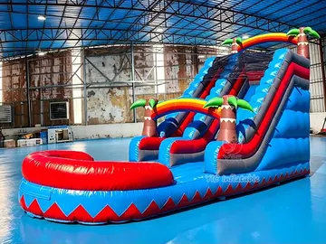 Palm Tree Inflatable Water Slide With Pool detail view