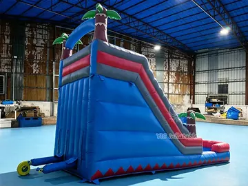 Palm Tree Dual-Lane Water Slide commercial PVC detail
