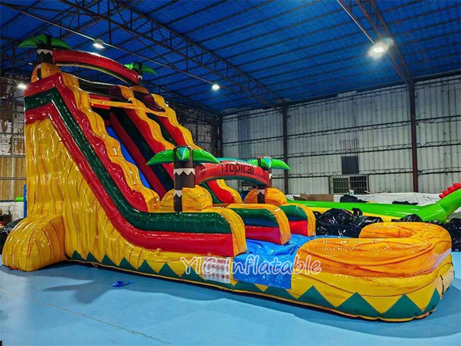 Commercial Tropical Palm Tree Inflatable Water Slide side view