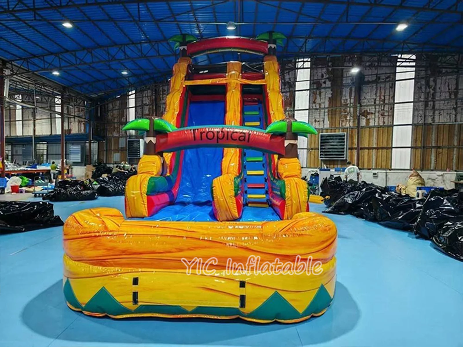 Commercial Tropical Palm Tree Inflatable Water Slide detail view 3