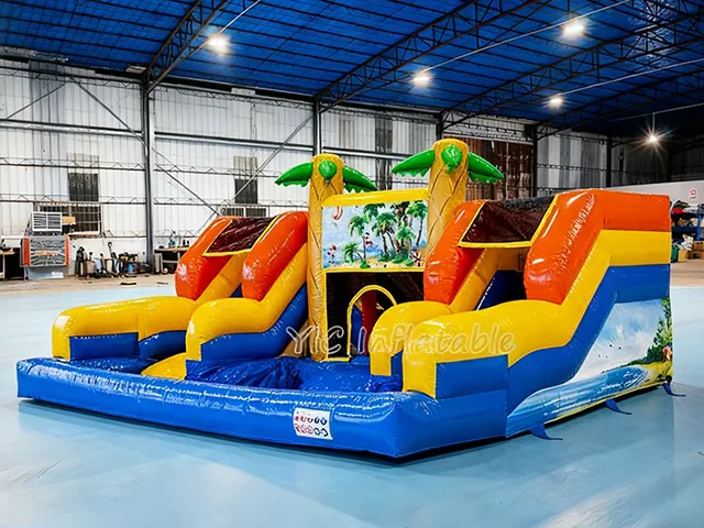 Palm Tree Inflatable Water Slide with Pool for Rental product image