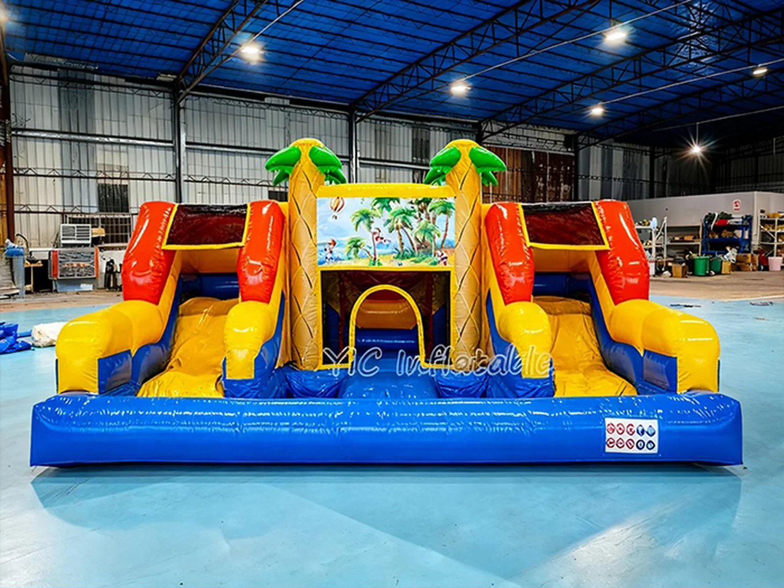 Palm Tree Inflatable Water Slide With Pool detail view