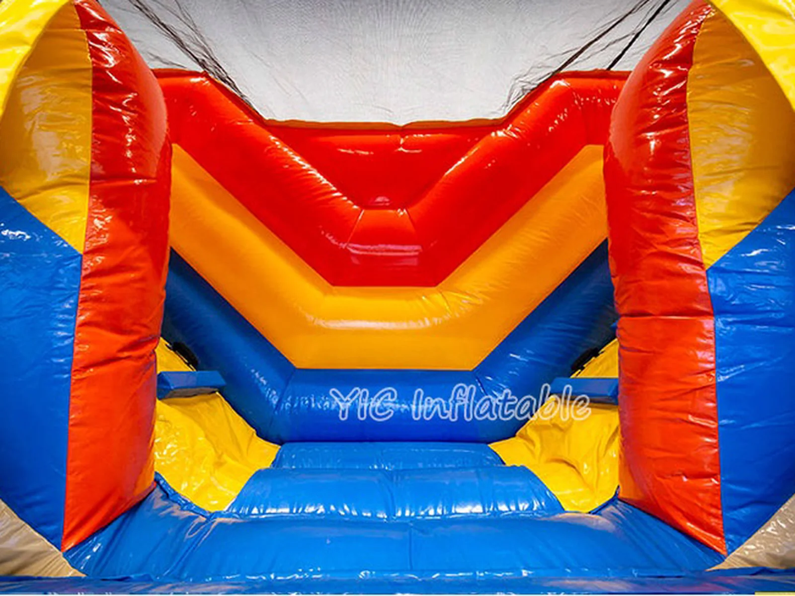 palm tree pool slide inflatable water slide rear view